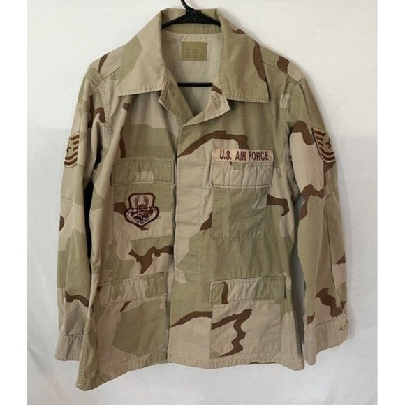 US Air Force Desert Camouflage Jacket/Coat Men’s Size Medium W/Patches USCENTAF - Picture 1 of 12